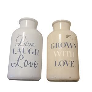 2 Vases white ( Live Laugh Love & Grown with Love )